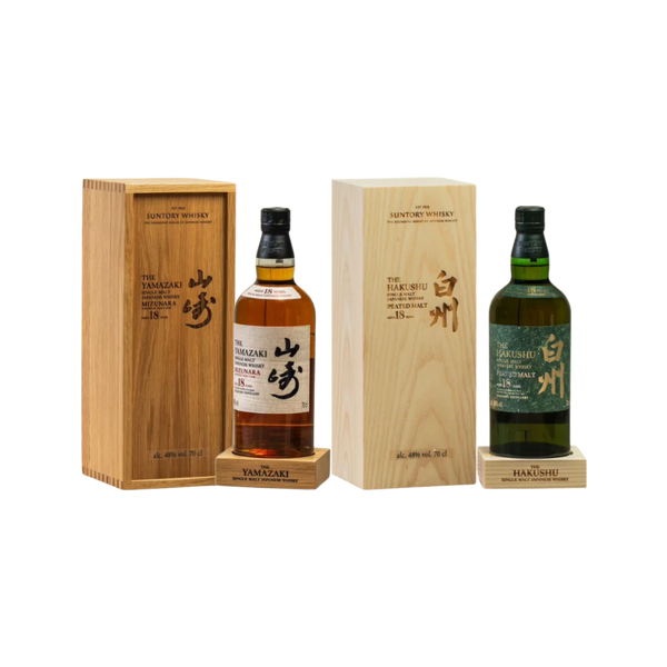 山崎18年水楢桶 + 白州18年泥煤風味 限量套組