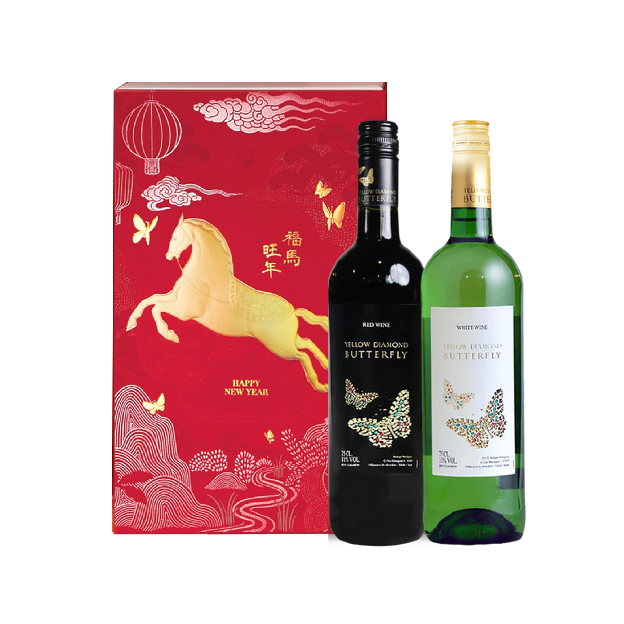 彩鑽蝶戀 2026新春紅白酒禮盒