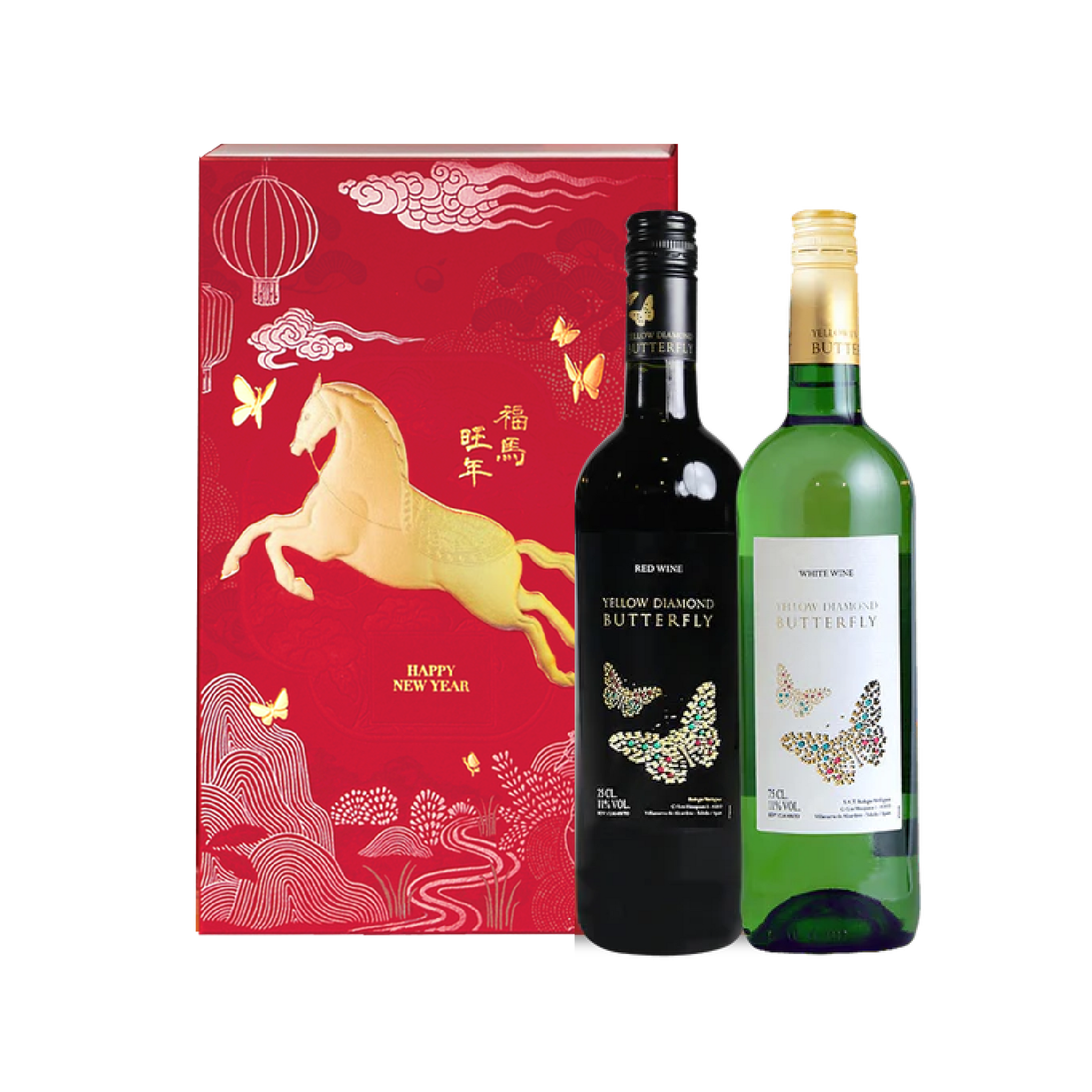 彩鑽蝶戀 2026新春紅白酒禮盒