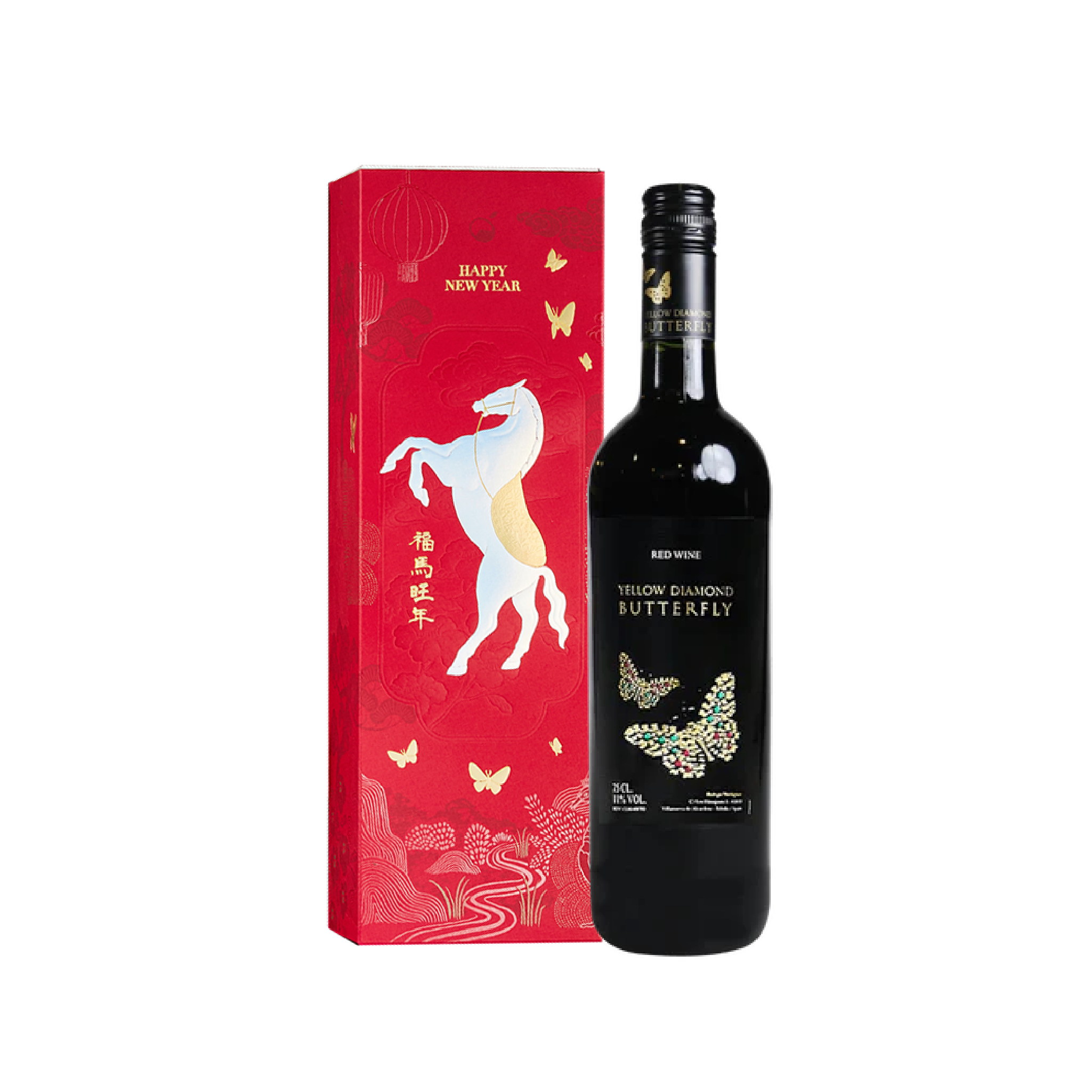 彩鑽蝶戀 紅酒 2026馬年春節單入禮盒