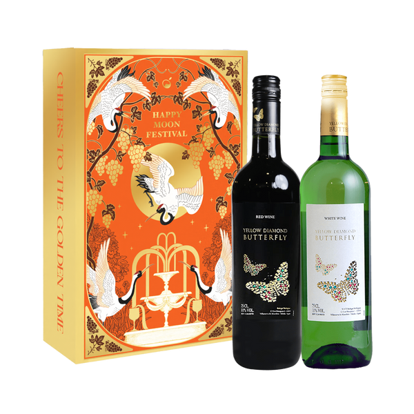 彩鑽蝶戀紅白酒｜中秋雙入禮盒
