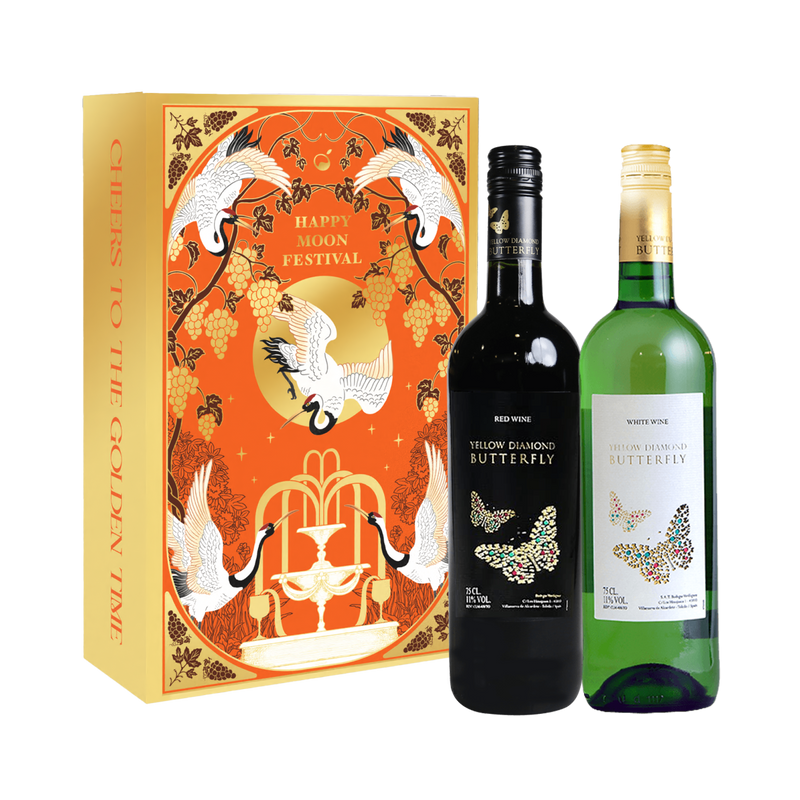 彩鑽蝶戀紅白酒｜中秋雙入禮盒