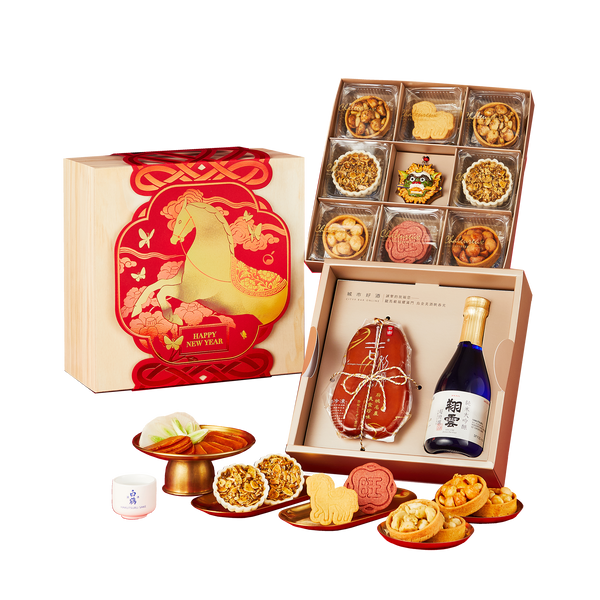 城市好酒 駿旺珍饌 奢華雙層松木禮盒（ E ）