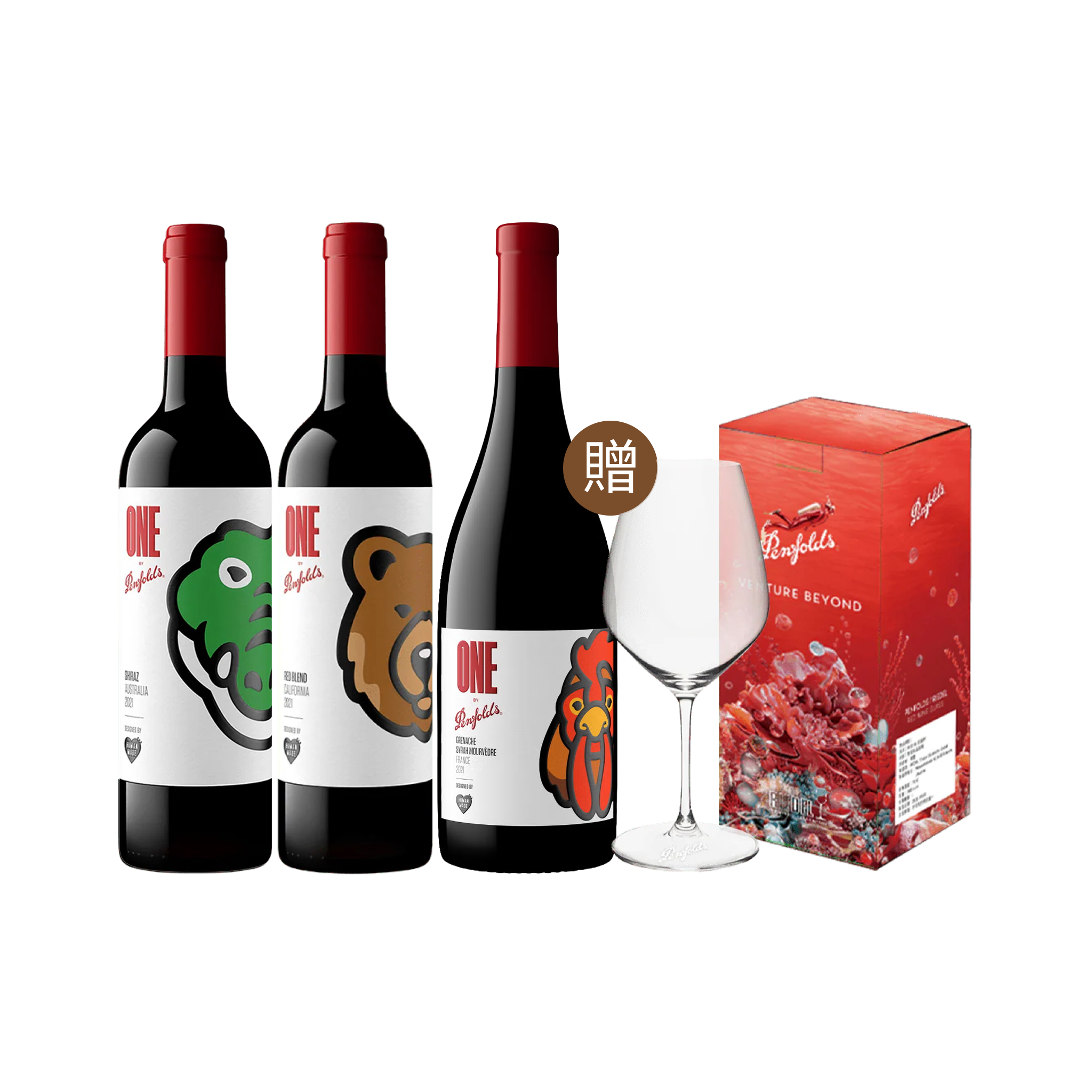 奔富 ONE BY PENFOLDS 3入限定組合_贈品牌RIEDEL杯