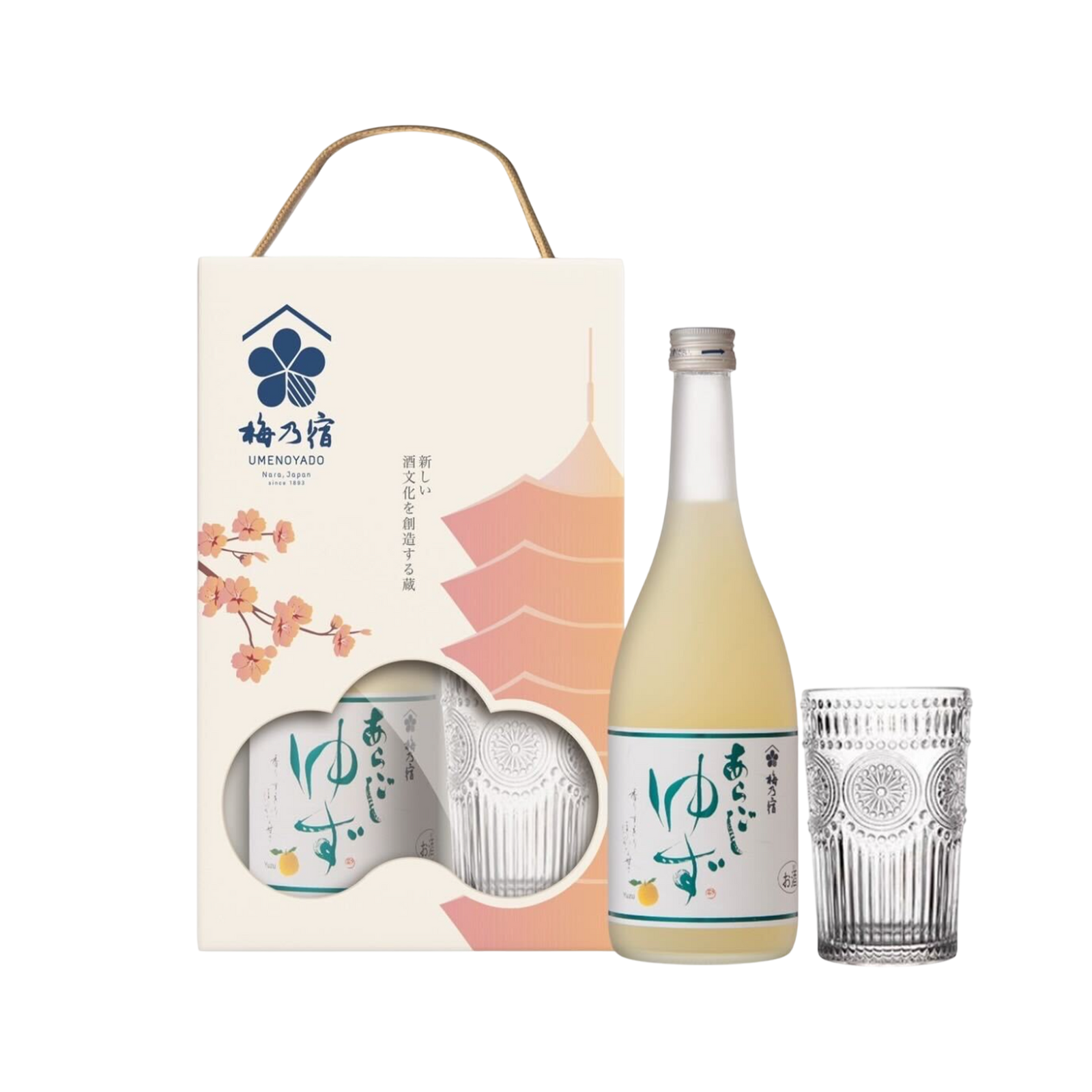 梅乃宿柚子酒禮盒(贈雕刻花紋杯) – 城市好酒City9